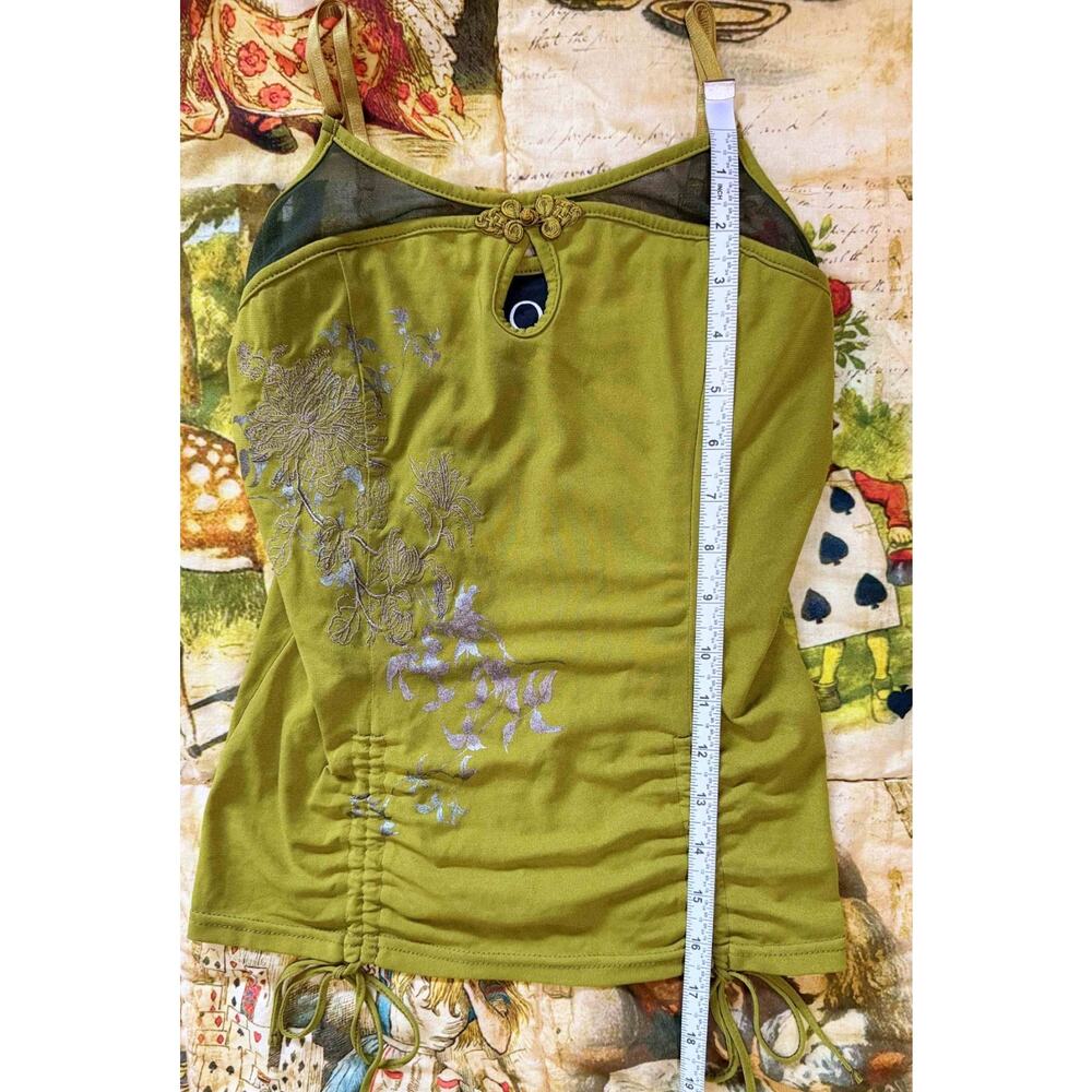 Ozz Oneste Embroidered Camisole Tank Top Green Japan Jfashion Punk y2k Grunge - Picture 9 of 16